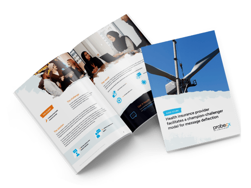 Health insurance provider facilitates a champion-challenger model for message deflection